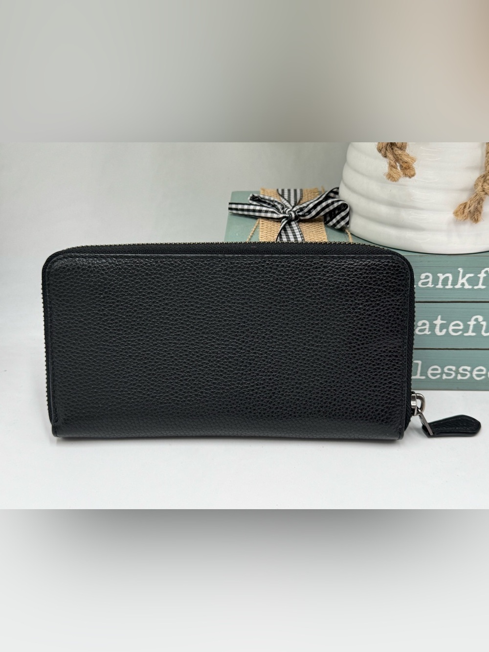 Coach Accordion Zip Wallet in Pebble Leather with Python Detail - Picture 3 of 10